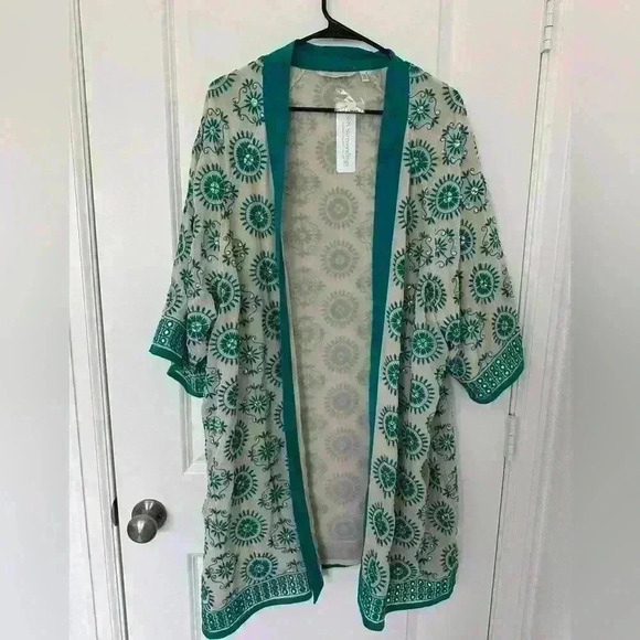 NWT - Soft Surroundings- Teal Bohemian Cardigan -One size - Picture 1 of 15